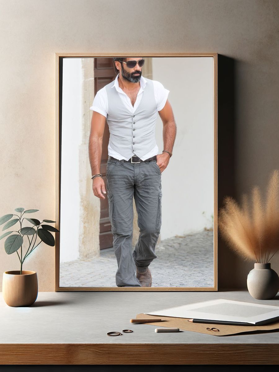 Stylish Man Street Portrait Print. — room view 2