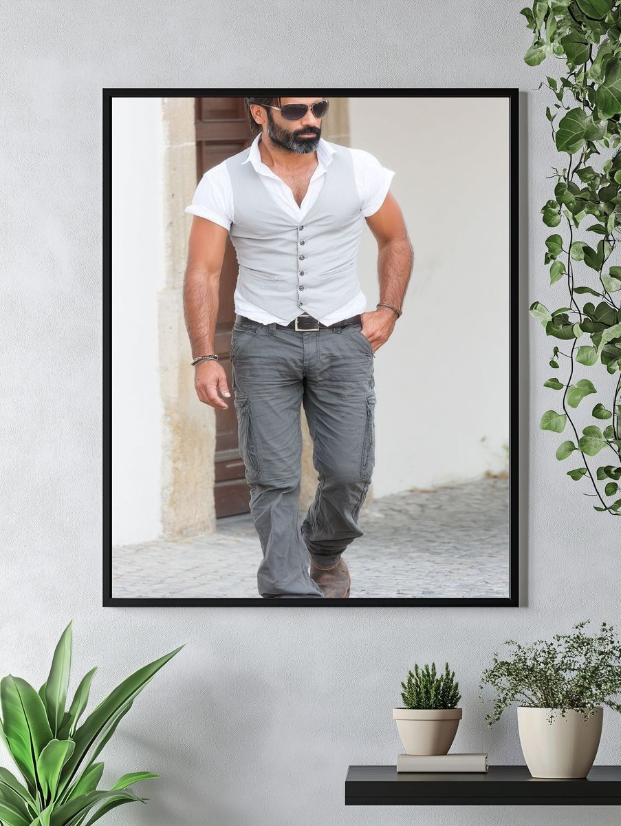 Stylish Man Street Portrait Print. — room view 4
