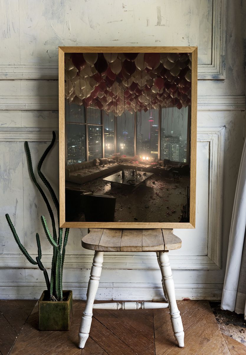 Night City Party Scene Photography Poster. — room view 1