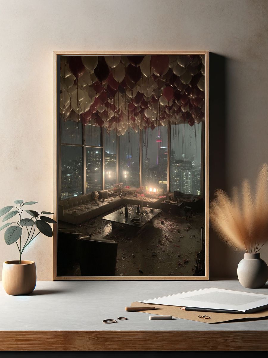 Night City Party Scene Photography Poster. — room view 2