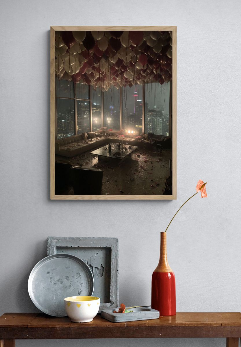 Night City Party Scene Photography Poster. — room view 3