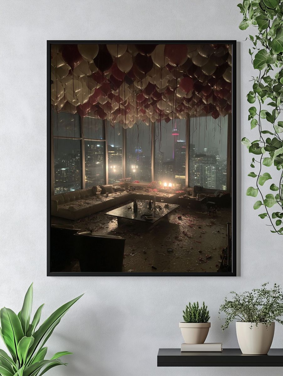 Night City Party Scene Photography Poster. — room view 4