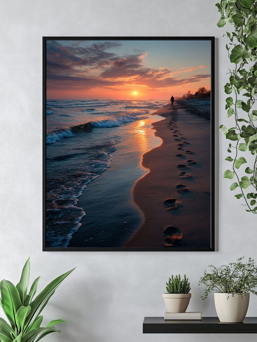 Sunset Beach Walk Photography Poster. — room view 4