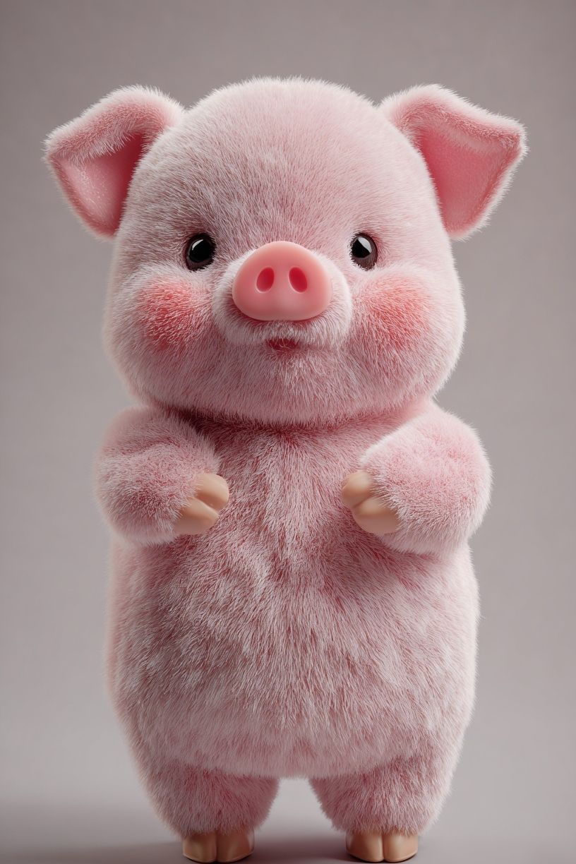 Cute Pig Plush Toy Poster. poster detail
