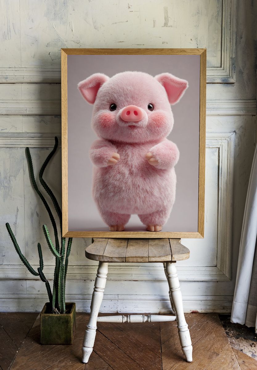 Cute Pig Plush Toy Poster. — room view 1