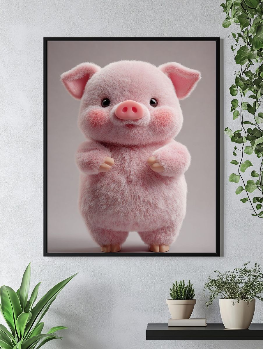 Cute Pig Plush Toy Poster. — room view 4