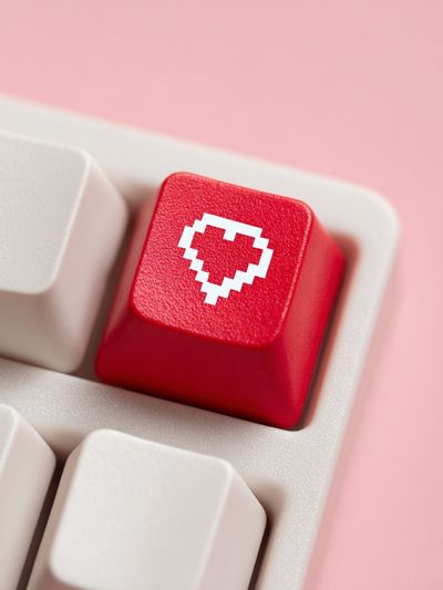 Pixel Heart Keyboard Key — Digital Art Print. poster print