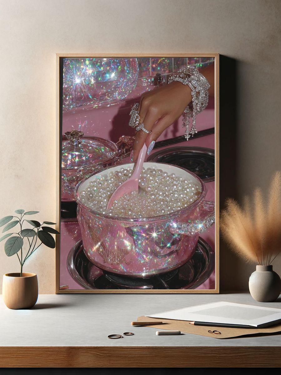 Pearls in a Pot — Contemporary Print. — room view 2
