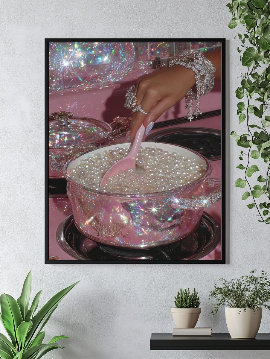 Pearls in a Pot — Contemporary Print. — room view 4