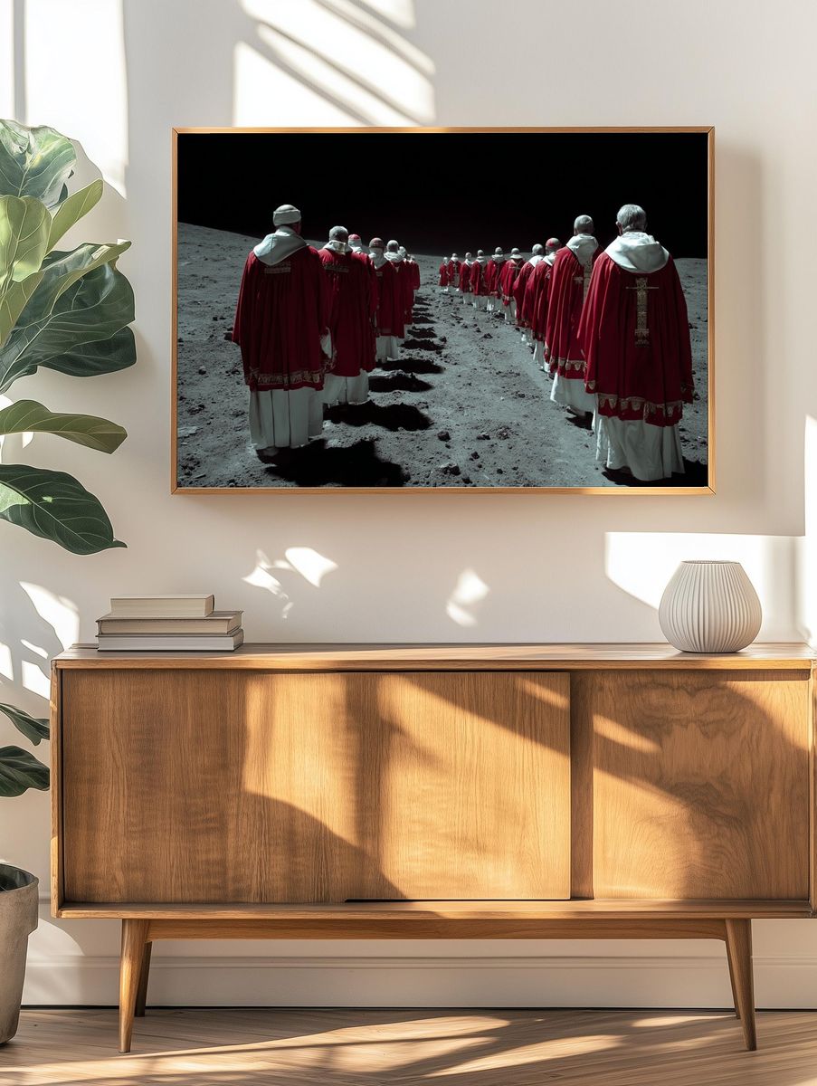 Papal Procession on the Moon — Surrealism Print. — room view 3