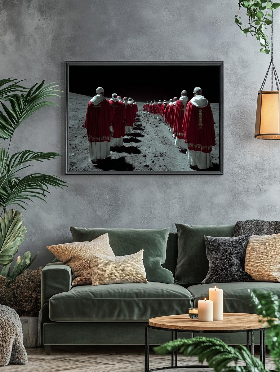 Papal Procession on the Moon — Surrealism Print. — room view 4