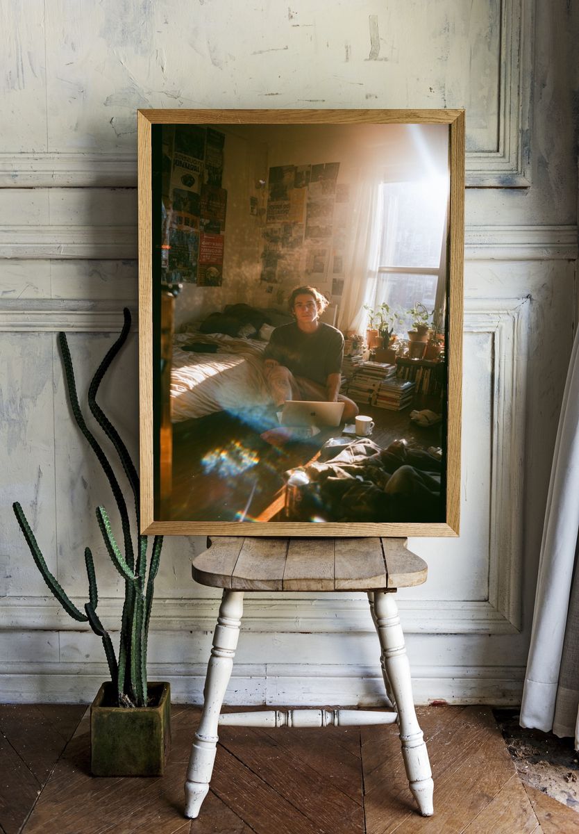Cozy Room with Laptop — Photography Print. — room view 1