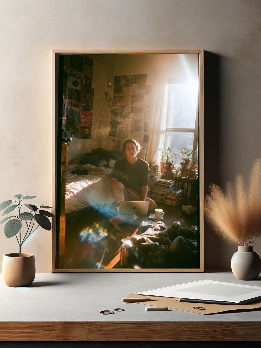 Cozy Room with Laptop — Photography Print. — room view 2