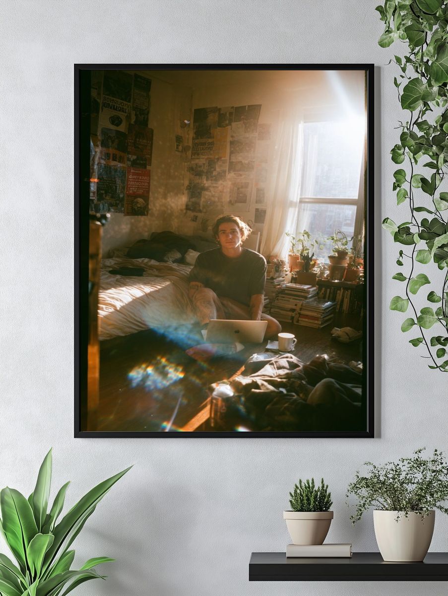 Cozy Room with Laptop — Photography Print. — room view 4