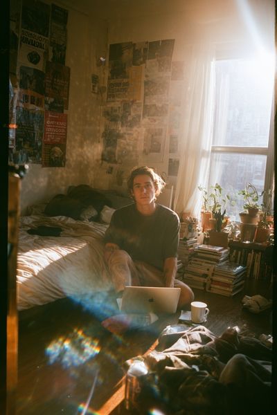 Cozy Room with Laptop — Photography Print. poster