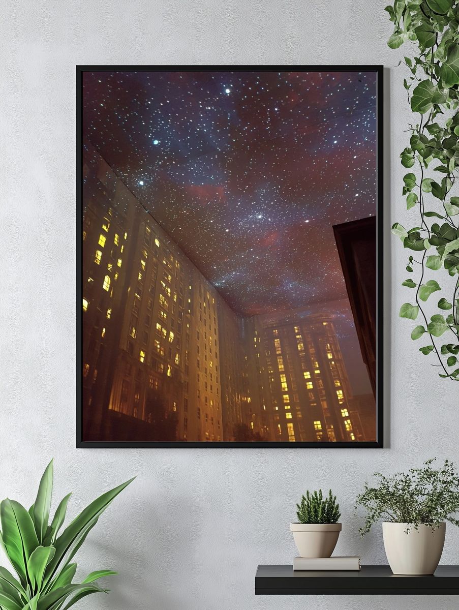 Starry Cityscape Photography Poster. — room view 4