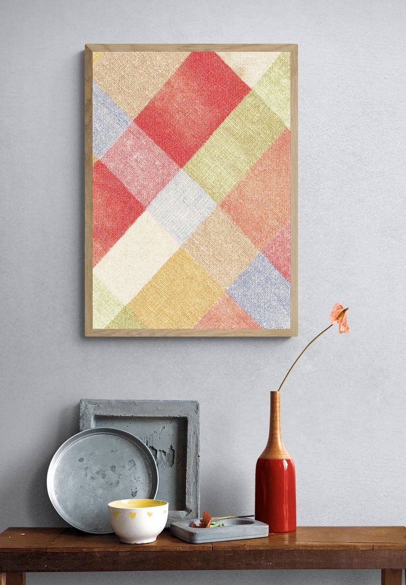 Colorful Patchwork Textile Poster. — room view 3