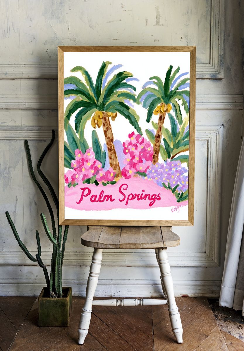 Palm Springs Tropical Illustration Poster. — room view 1