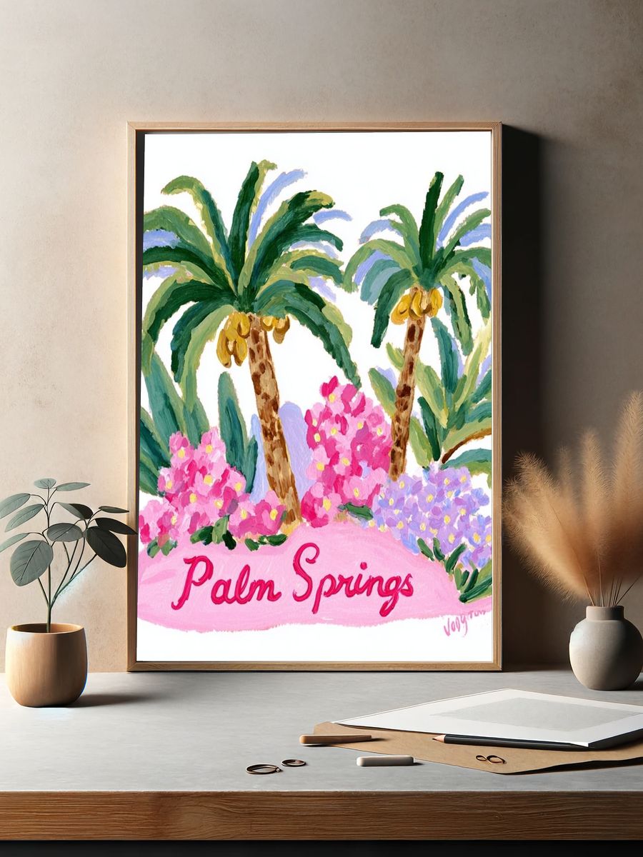 Palm Springs Tropical Illustration Poster. — room view 2
