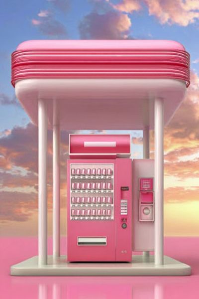 Pink Vending Machine Retro Print. poster