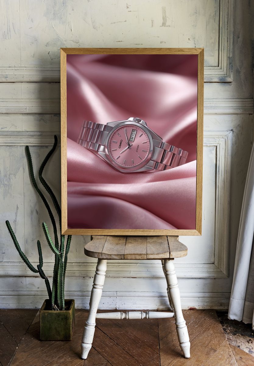 Pink Luxury Watch Photography Poster. — room view 1