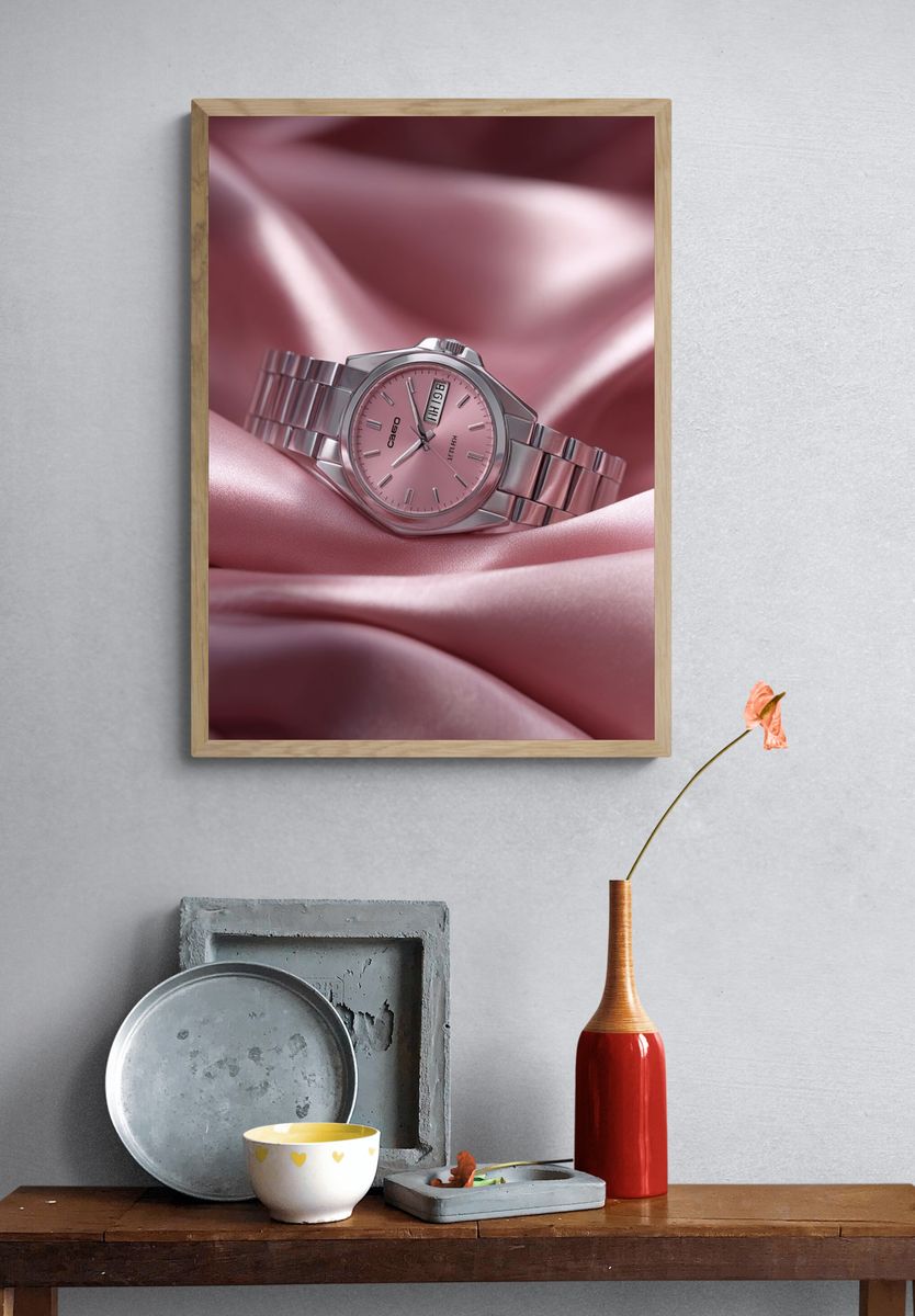 Pink Luxury Watch Photography Poster. — room view 3