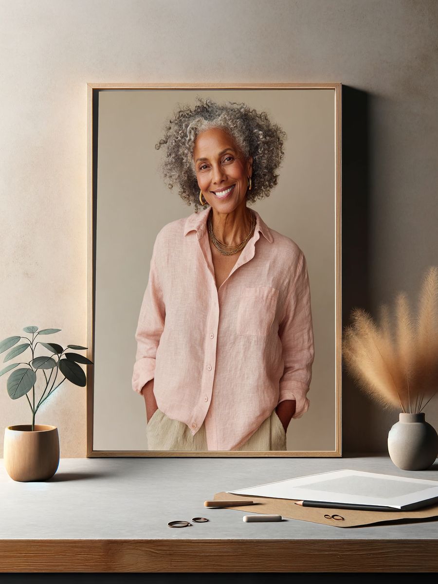 Smiling Woman Portrait — Photography Print. — room view 2