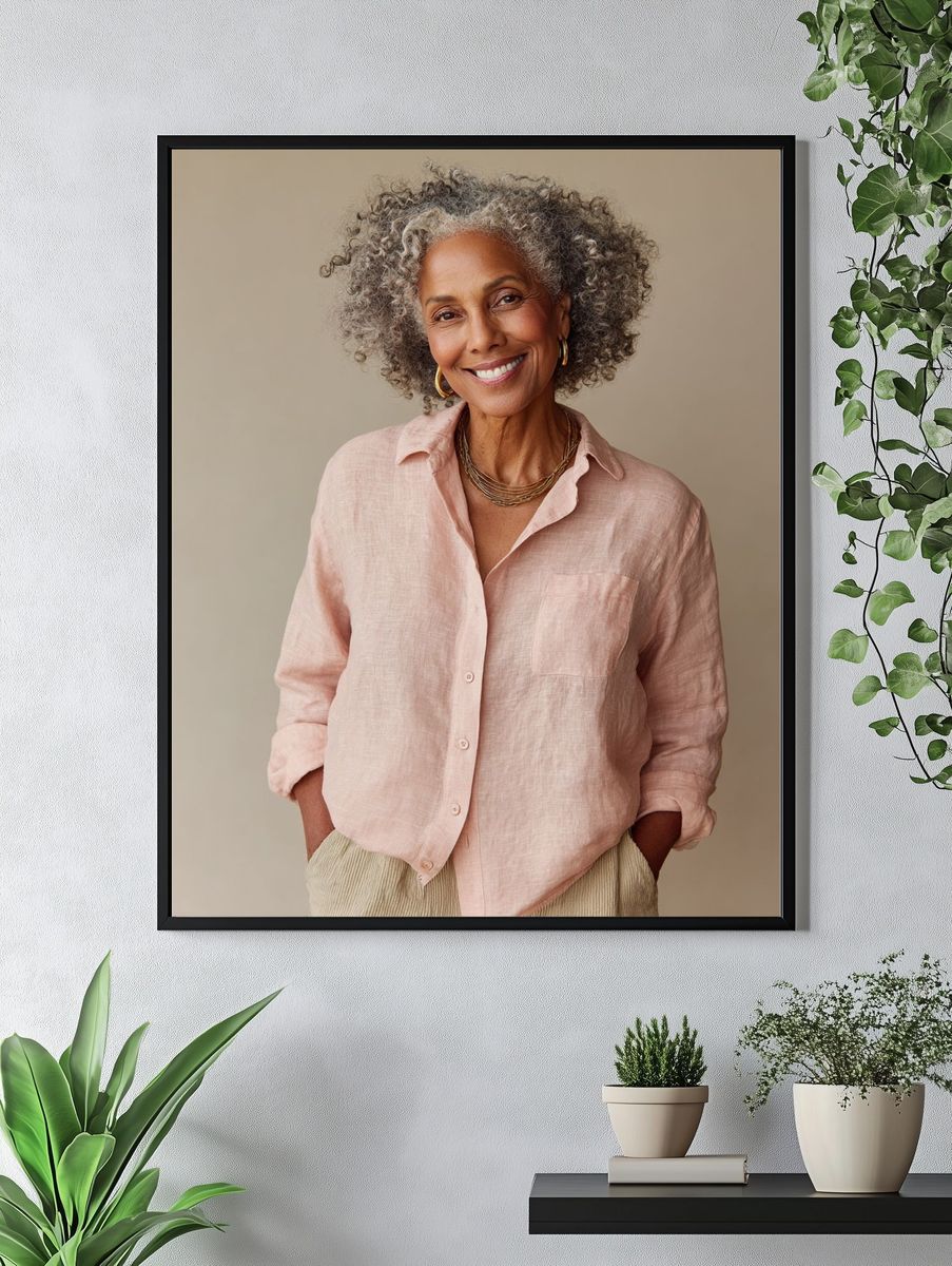 Smiling Woman Portrait — Photography Print. — room view 4