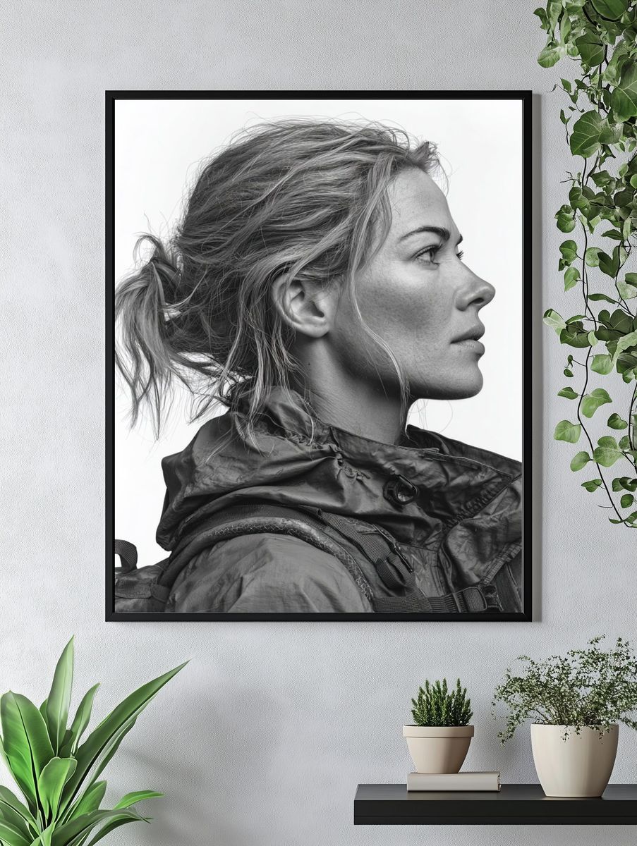 Adventurous Woman — Black-White Print. — room view 4