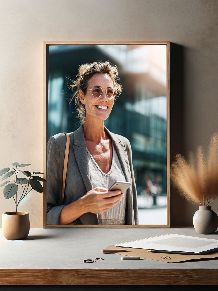 Confident Woman in Urban Setting — Photography Print. — room view 2