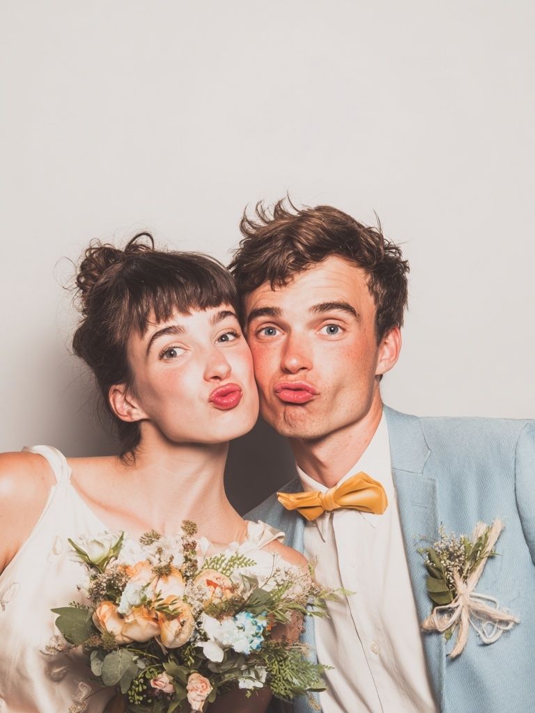 Playful Wedding Portrait Poster. poster detail