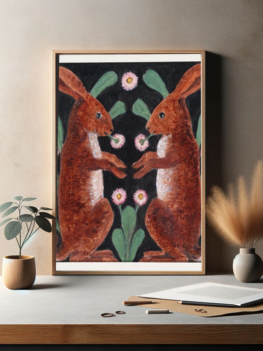Two Hares (1865–90), vintage animal. — room view 2