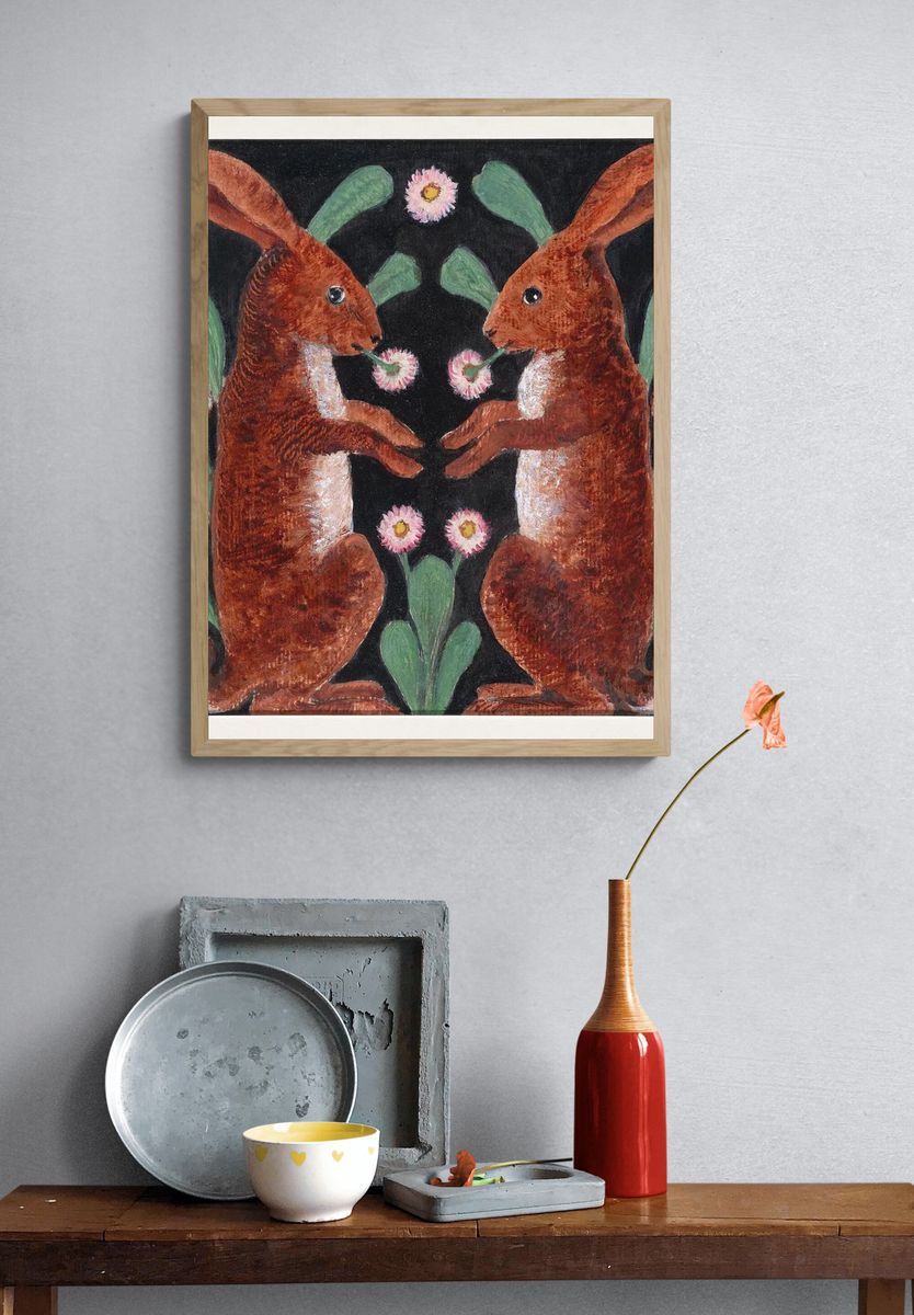 Two Hares (1865–90), vintage animal. — room view 3