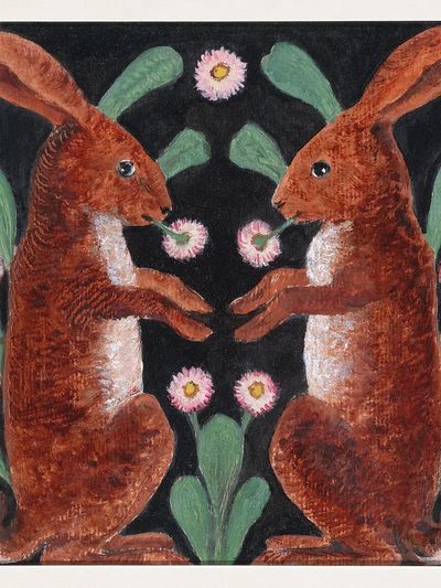 Two Hares (1865–90), vintage animal. poster print