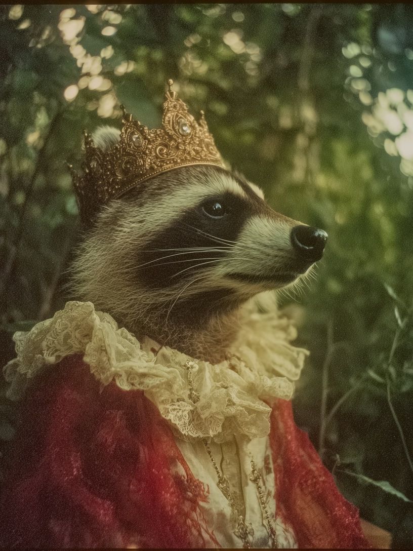 Regal Raccoon — Whimsical Animal Print. poster — animals art
