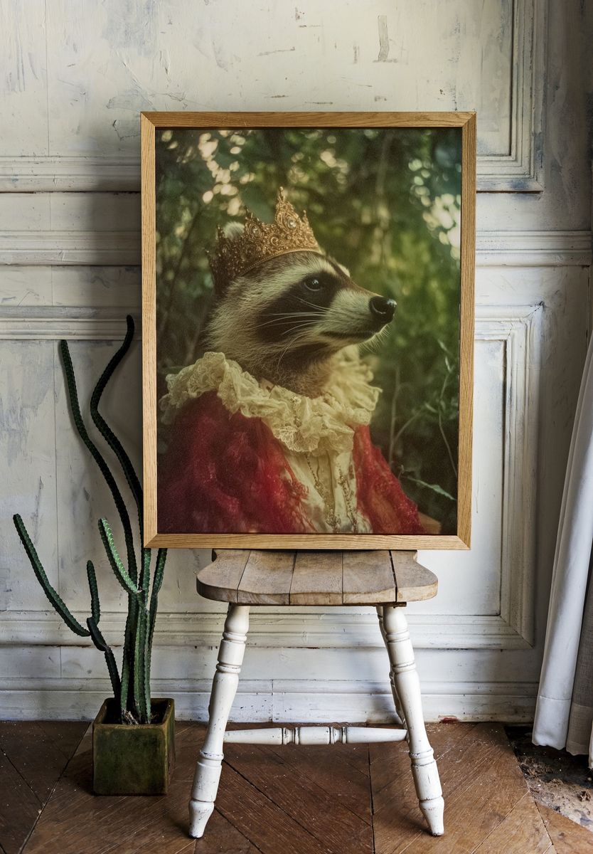 Regal Raccoon — Whimsical Animal Print. — room view 1