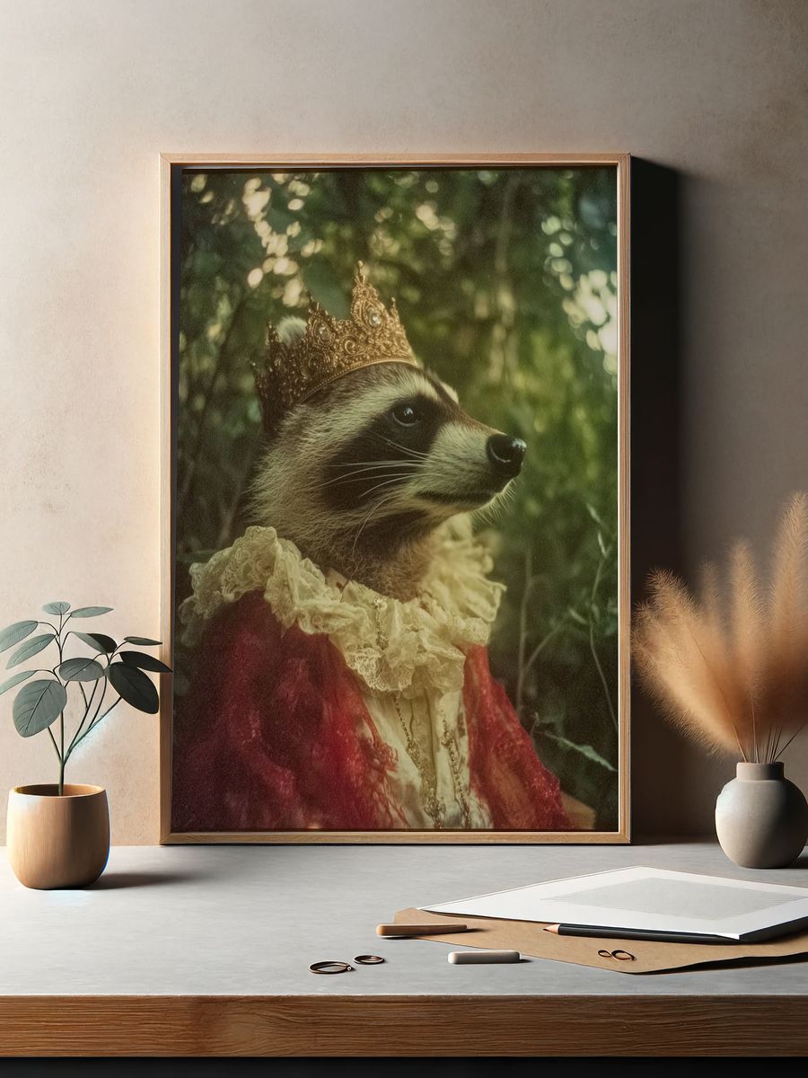 Regal Raccoon — Whimsical Animal Print. — room view 2