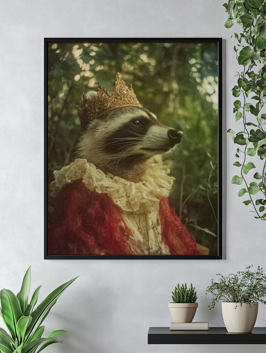 Regal Raccoon — Whimsical Animal Print. — room view 4