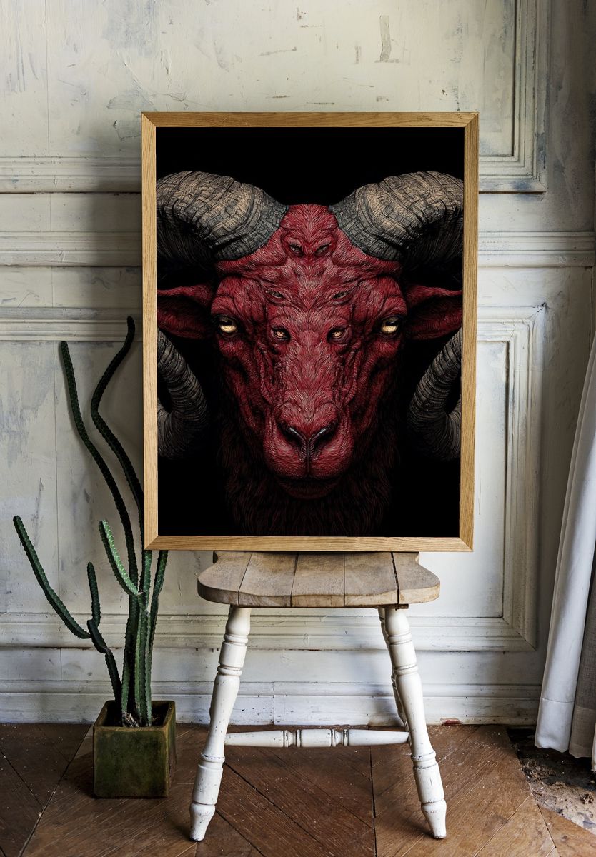 Red Ram — Digital Art Print. — room view 1