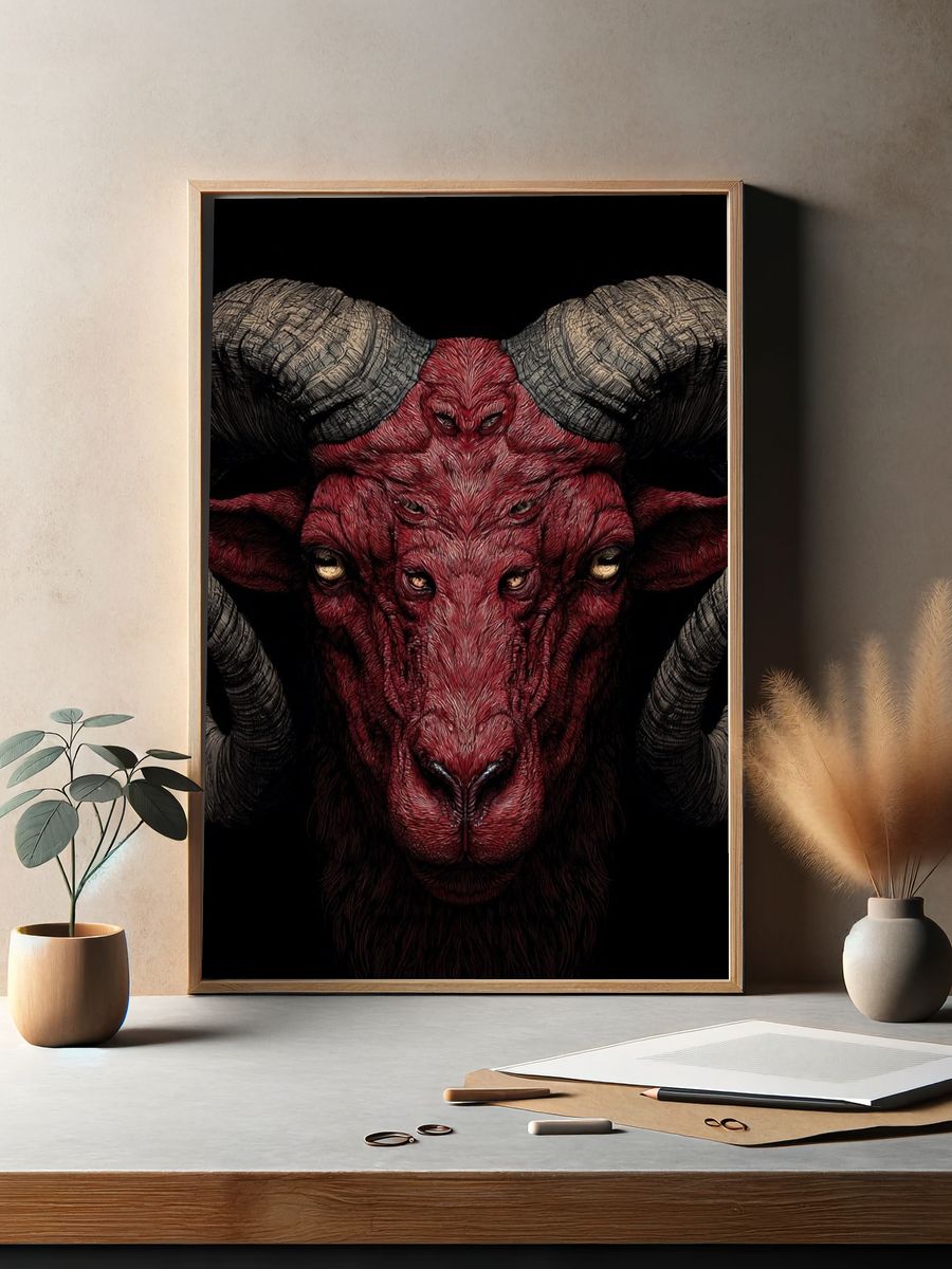 Red Ram — Digital Art Print. — room view 2