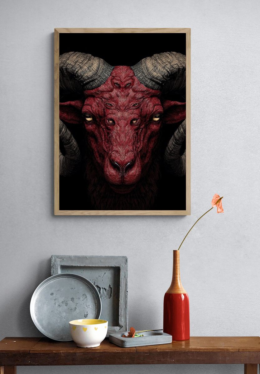 Red Ram — Digital Art Print. — room view 3