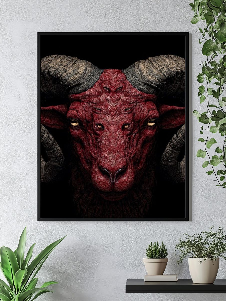 Red Ram — Digital Art Print. — room view 4