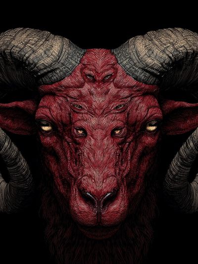 Red Ram — Digital Art Print. poster print