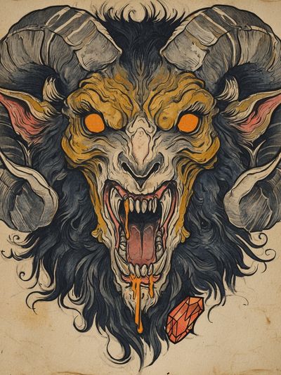 Ferocious Ram Head — Illustration Print. poster print