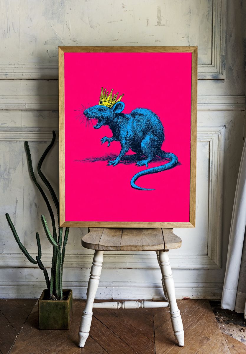 Royal Blue Rat — Illustration Print. — room view 1