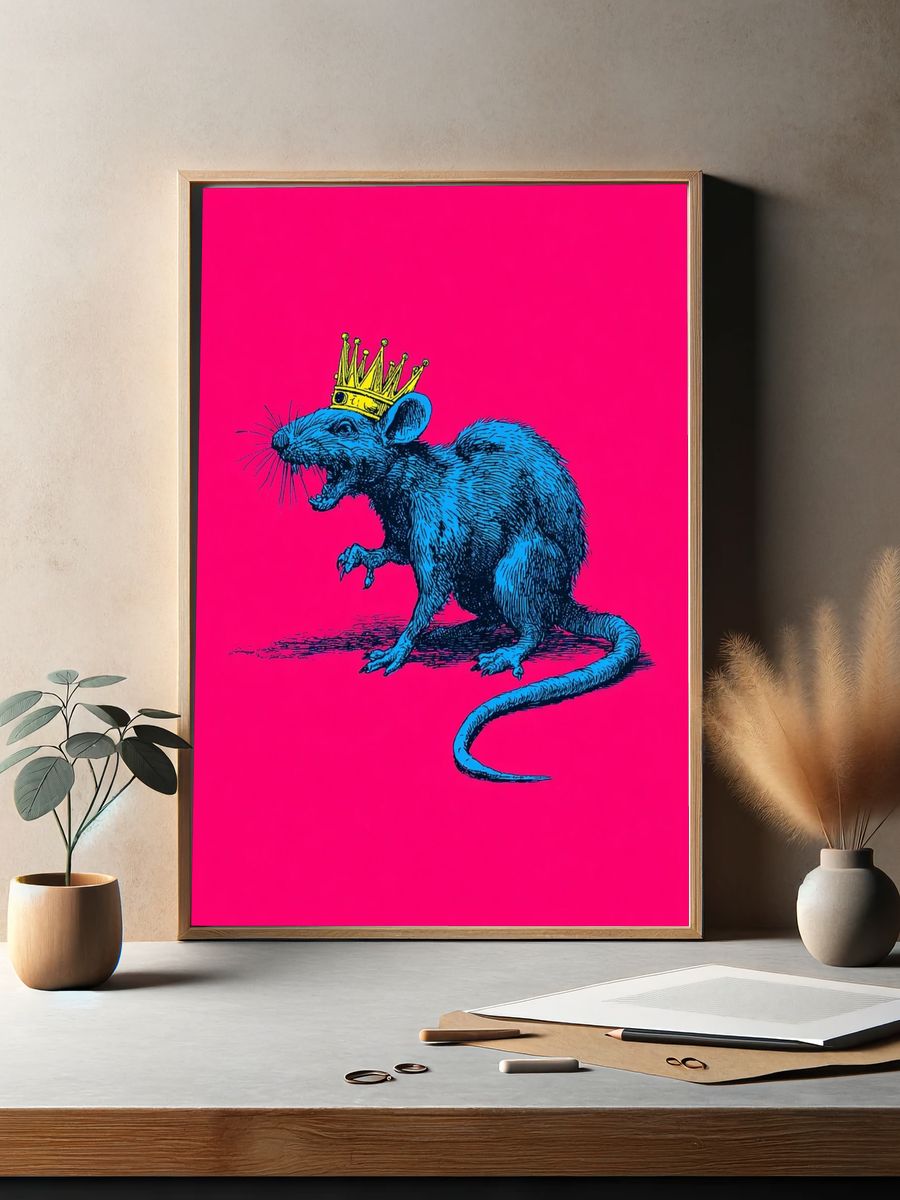 Royal Blue Rat — Illustration Print. — room view 2