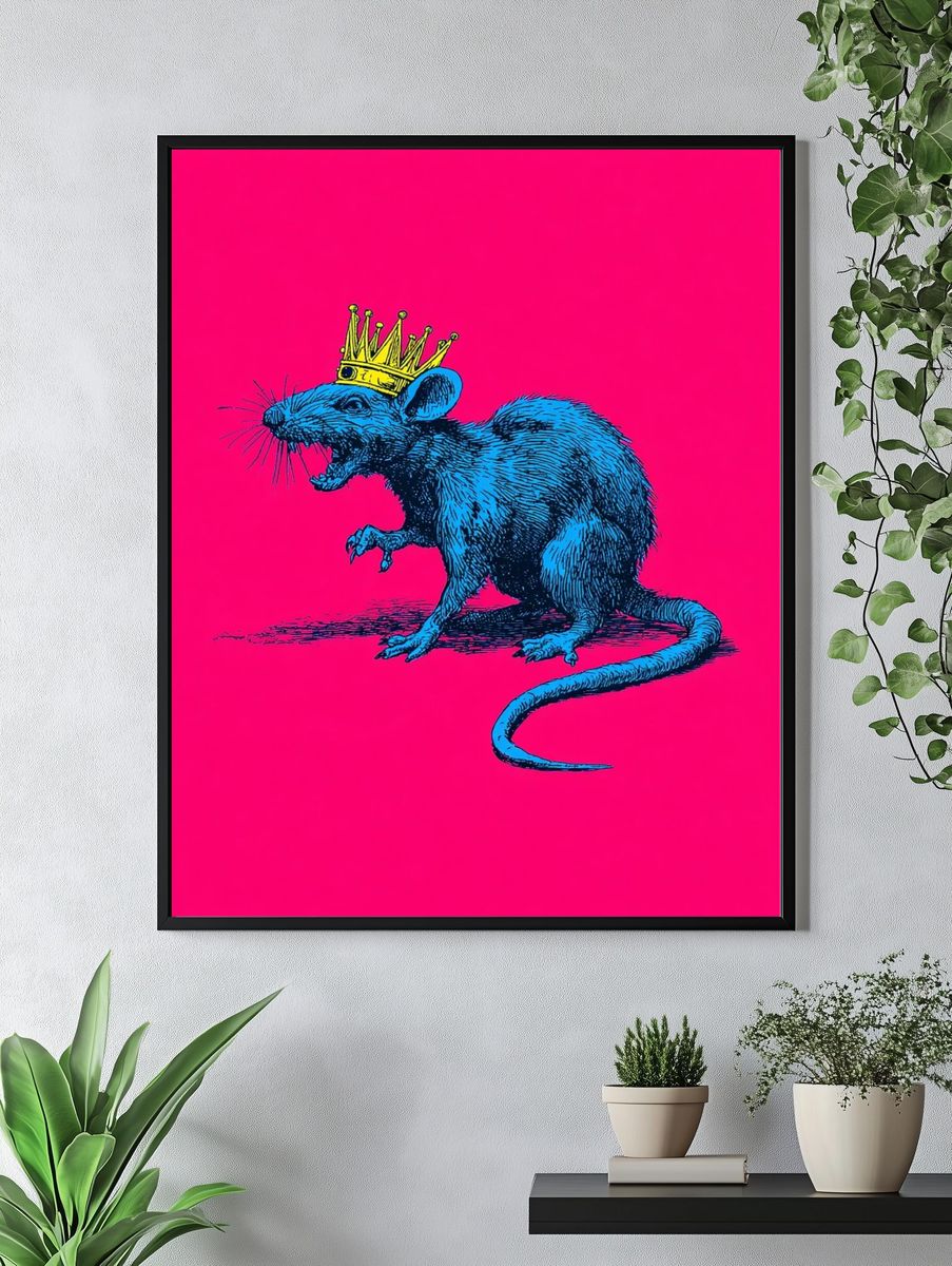 Royal Blue Rat — Illustration Print. — room view 4
