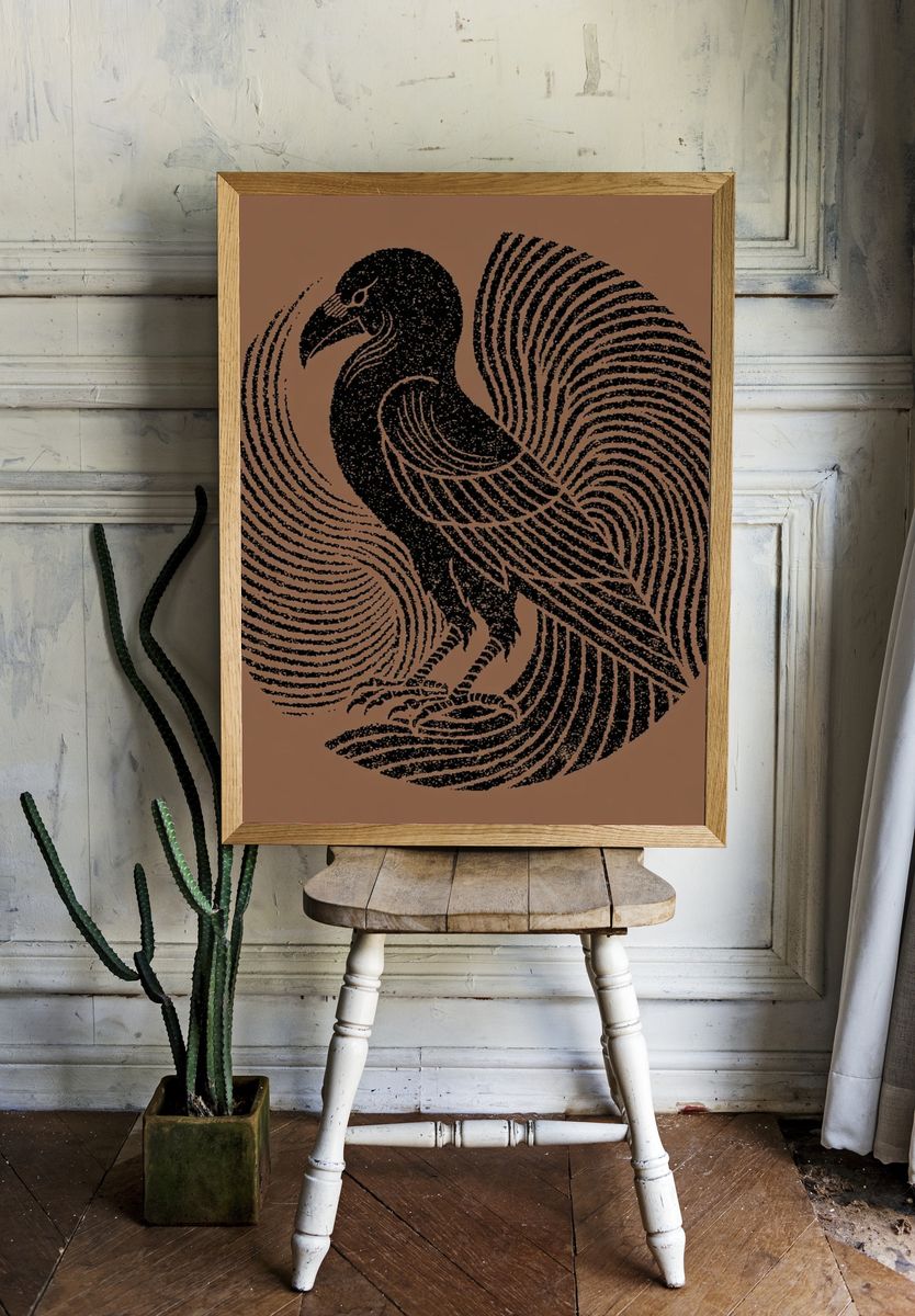 Raven Fingerprint Illustration Poster. — room view 1