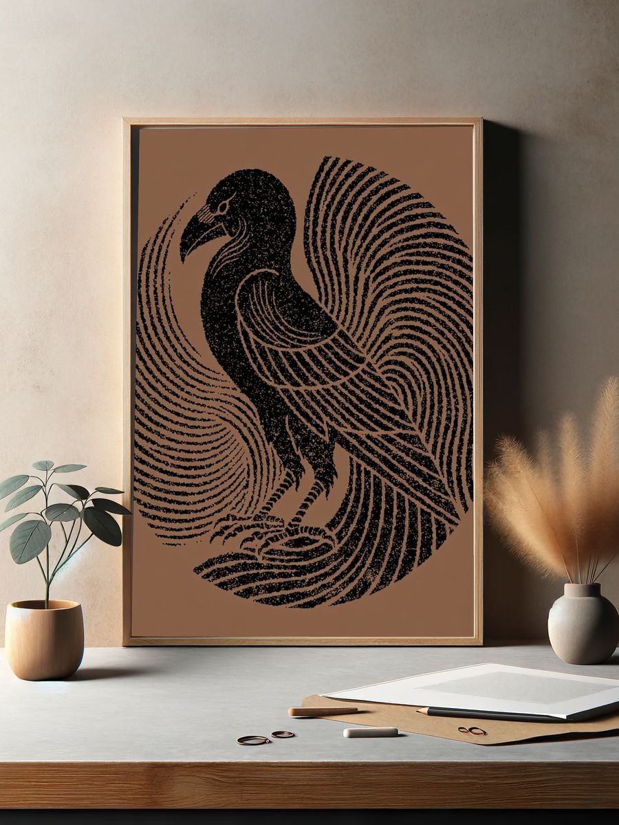 Raven Fingerprint Illustration Poster. — room view 2