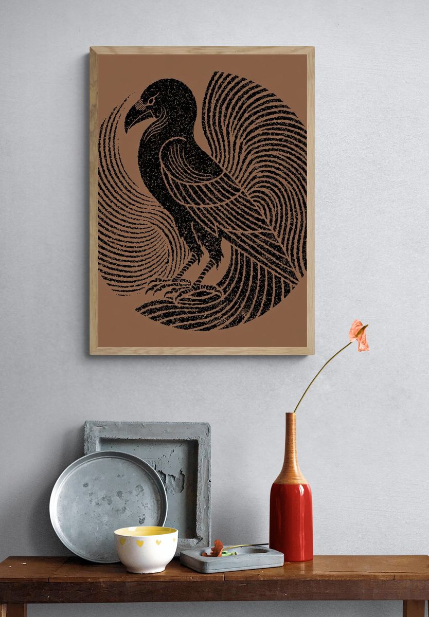 Raven Fingerprint Illustration Poster. — room view 3